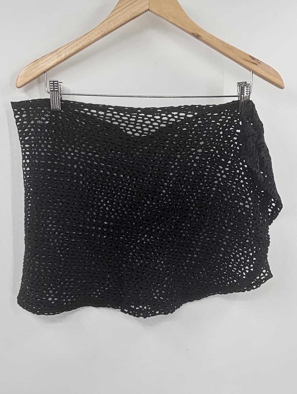 Black Sheer Crochet Swim Cover Size XL